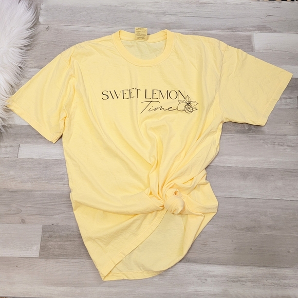"Sweet Lemon Time* Comfort Colors Pastel Yellow Ring Spun Tee Size XL NWOT - Picture 11 of 11